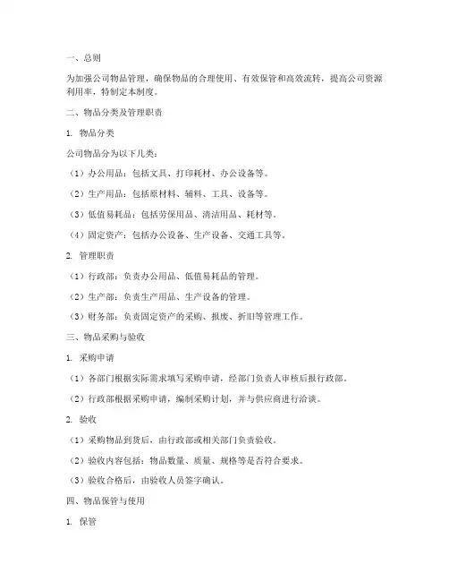 公司物品管理制度详细