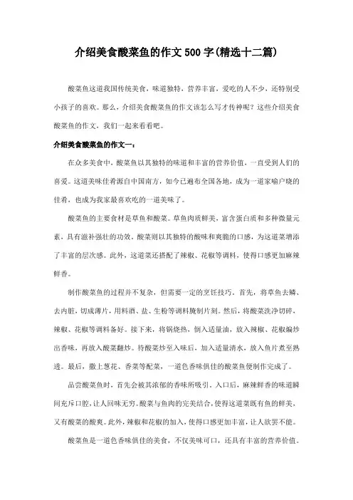 介绍美食酸菜鱼的作文500字(精选12篇)