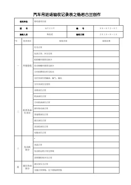 汽车吊验收记录