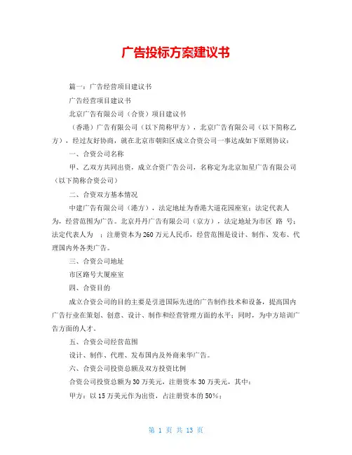 广告投标方案建议书