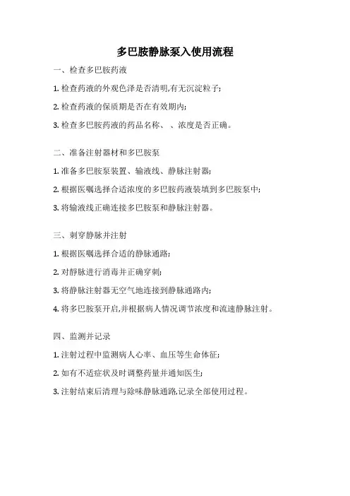 多巴胺静脉泵入使用流程