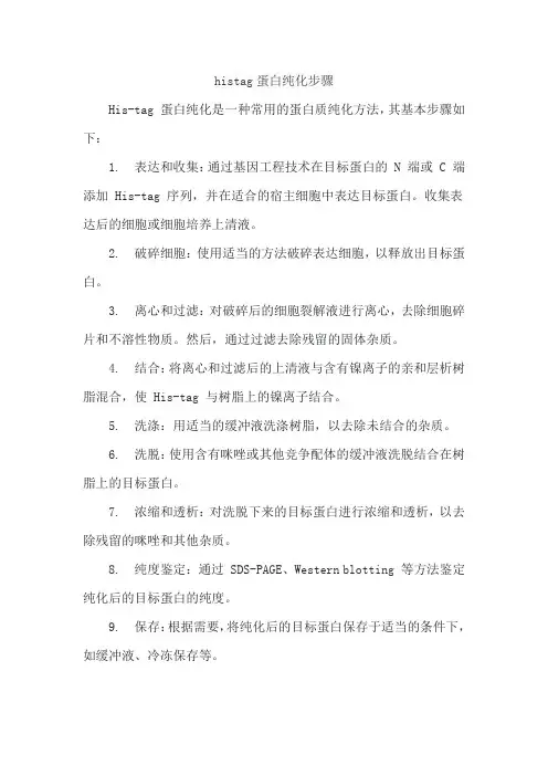 histag蛋白纯化步骤