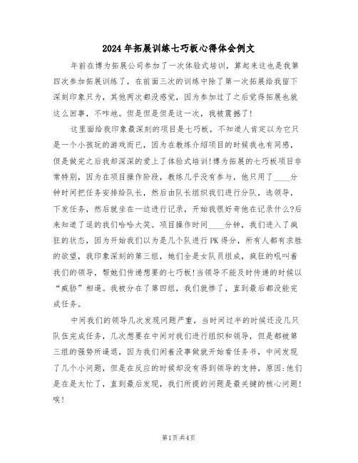 2024年拓展训练七巧板心得体会例文(2篇)