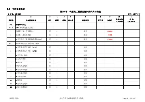 隧道机电标工程量清单范本