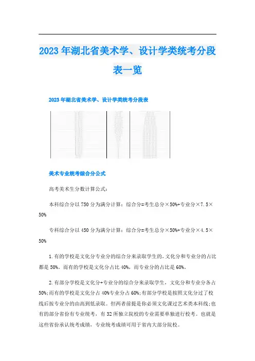 2023年湖北省美术学、设计学类统考分段表一览