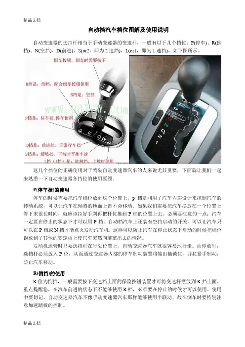 (整理)自动挡汽车档位图解及使用说明