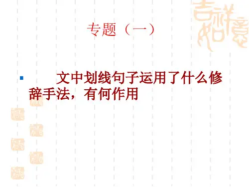 专题(一)文中划线句子运用了什么修辞手法,有何作用-PPT课件
