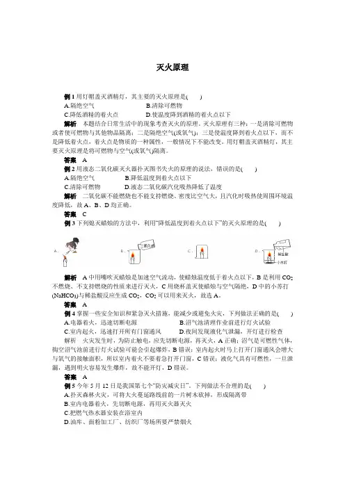 2020年中考化学专题复习热点题型解读：7灭火原理