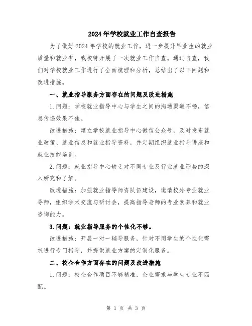2024年学校就业工作自查报告