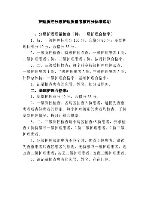 护理质控分级护理质量考核评分标准说明