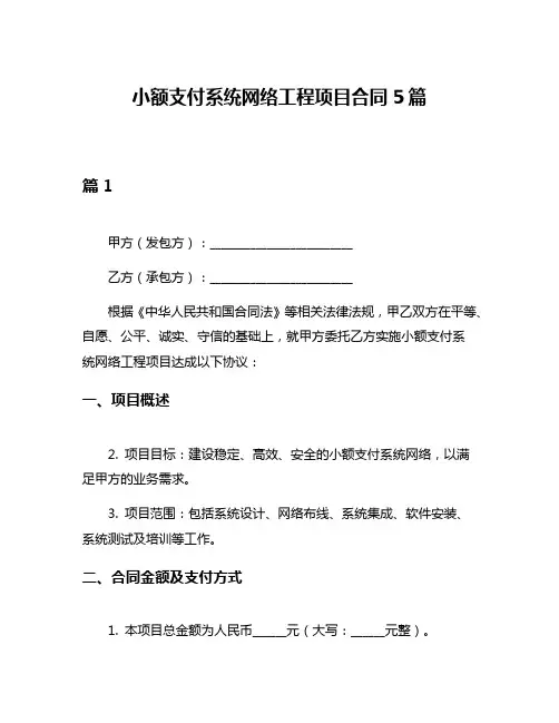 小额支付系统网络工程项目合同5篇
