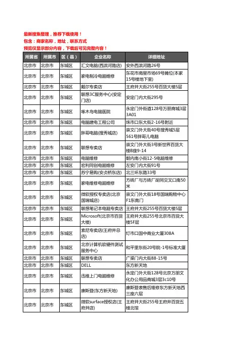 新版北京市北京市东城区电脑企业公司商家户名录单联系方式地址大全52家