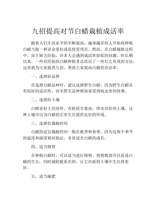 九招提高对节白蜡栽植成活率