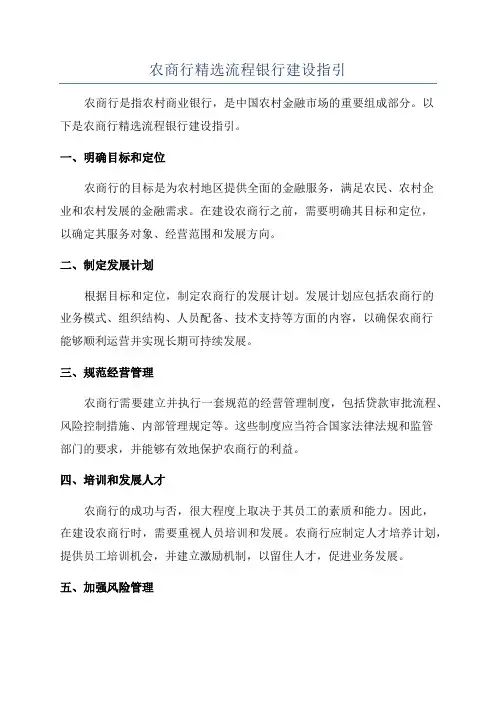 农商行精选流程银行建设指引
