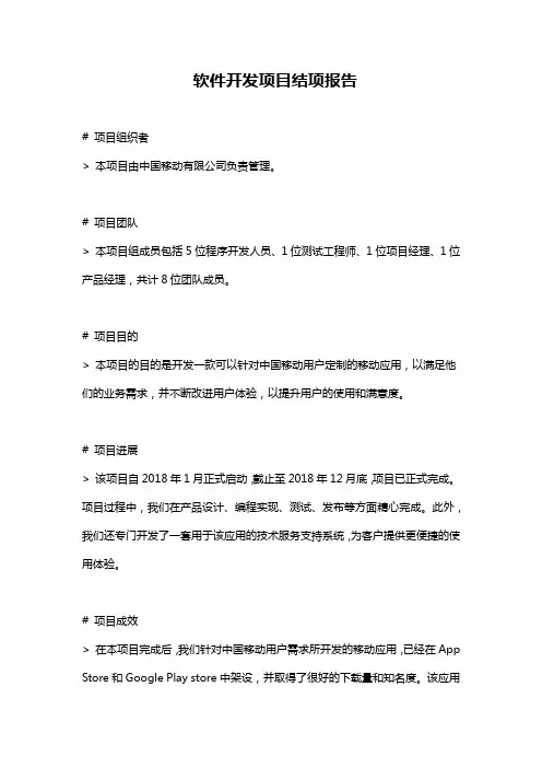 软件开发项目结项报告