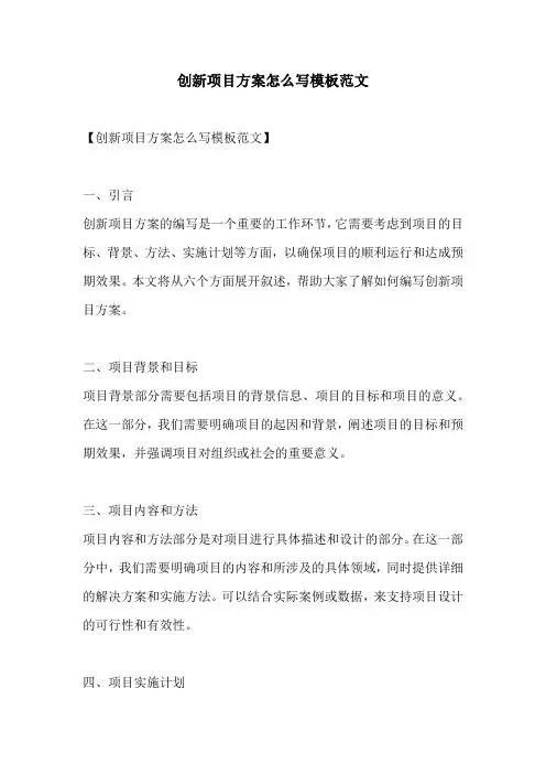 创新项目方案怎么写模板范文