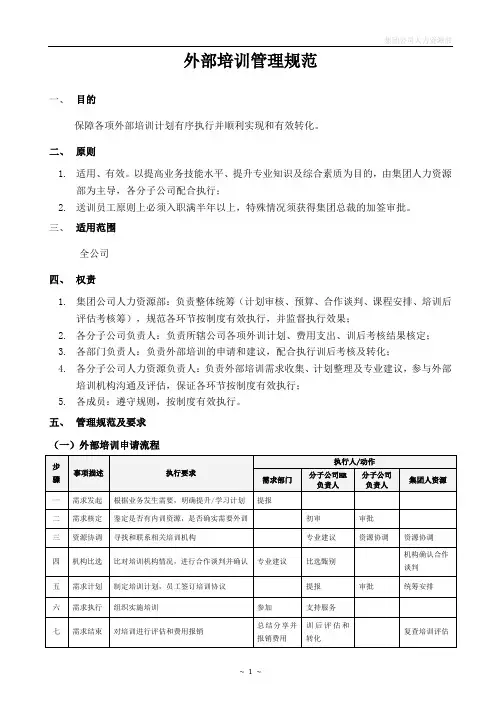 (完整版)外训管理规范