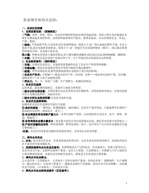 农业部分背记知识点总结