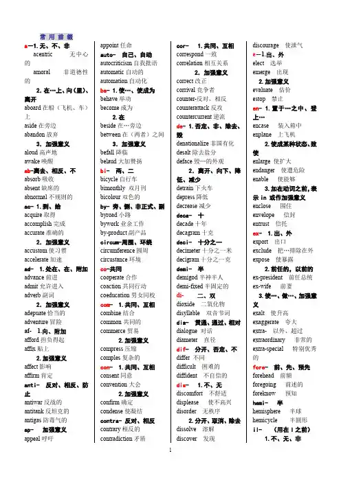 英语常用前缀