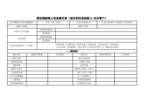 营改增纳税人信息核对表适用单位收纳税人-非共管户