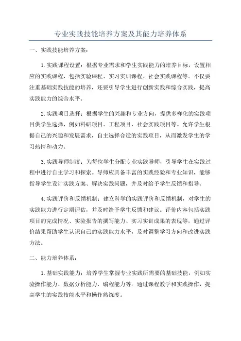 专业实践技能培养方案及其能力培养体系