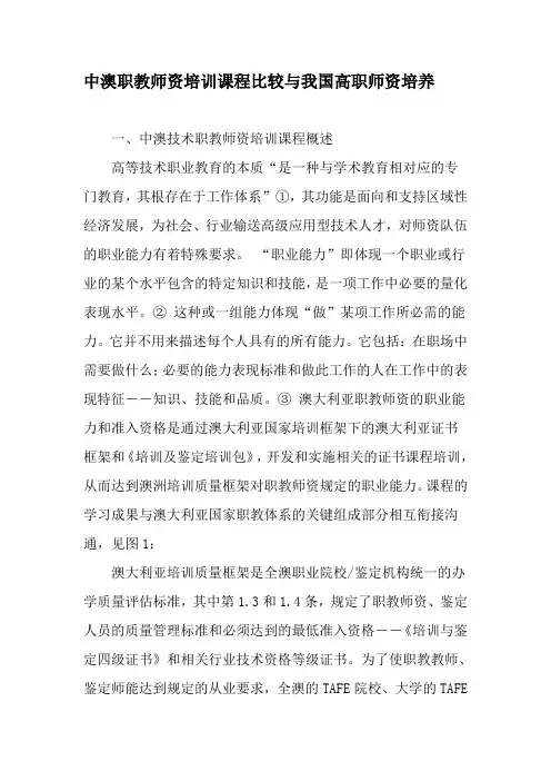 中澳职教师资培训课程比较与我国高职师资培养-2019年文档