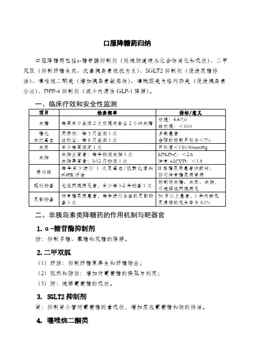 口服降糖药归纳