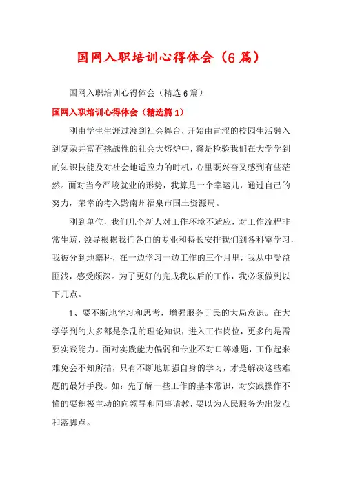 国网入职培训心得体会(6篇)