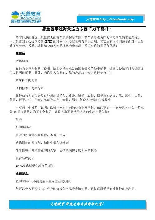 荷兰留学过海关这些东西千万不要带!