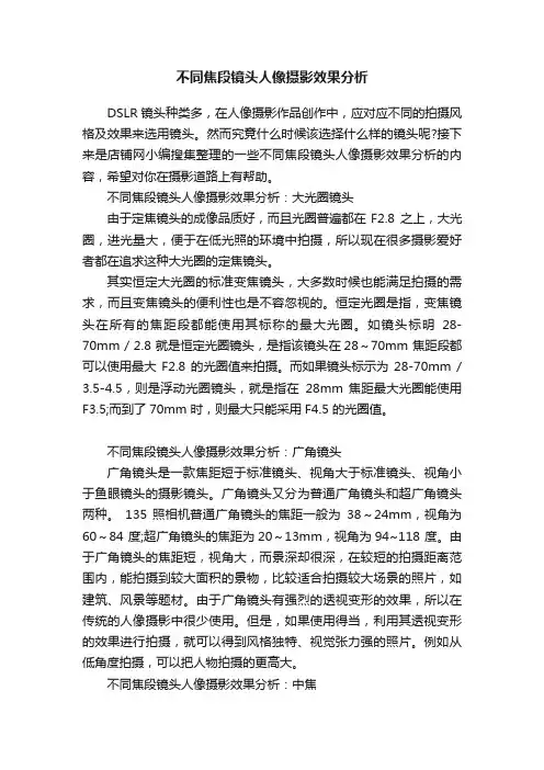 不同焦段镜头人像摄影效果分析