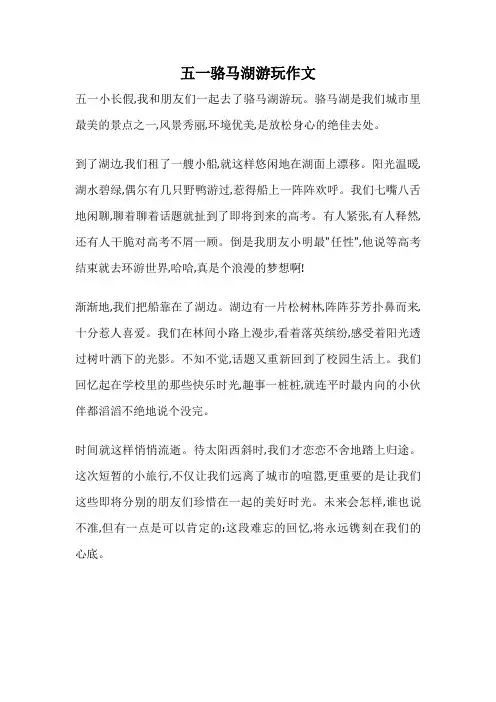 五一骆马湖游玩作文