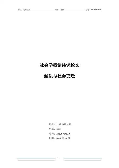 社会学概论结课论文