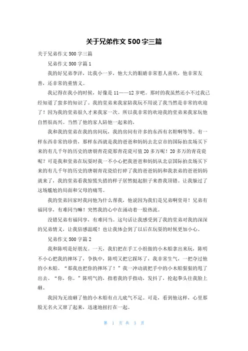 关于兄弟作文500字三篇
