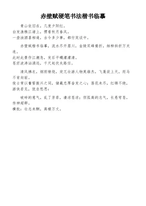 赤壁赋硬笔书法楷书临摹