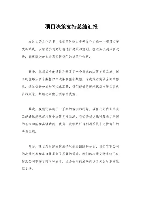 项目决策支持总结汇报