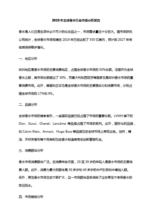 2023年全球香水行业市场分析报告