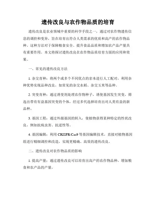 遗传改良与农作物品质的培育