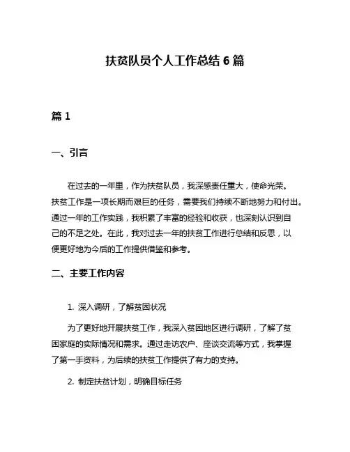 扶贫队员个人工作总结6篇