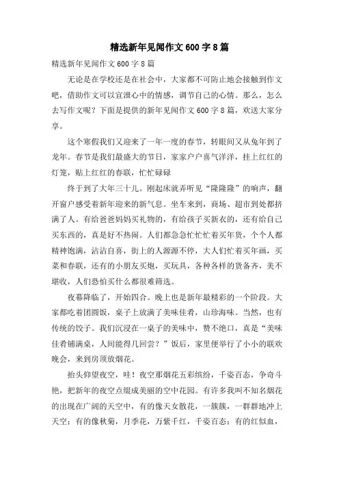 新年见闻作文600字8篇