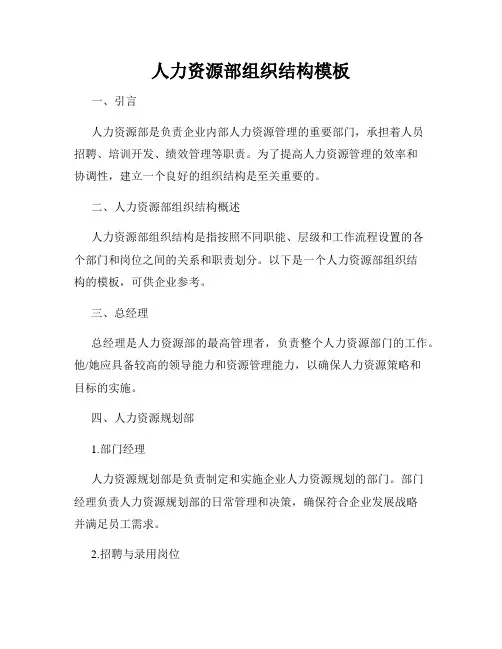 人力资源部组织结构模板
