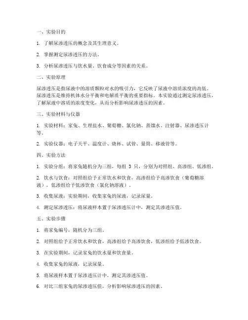 尿渗透实验报告