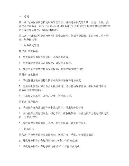 培训学校财务管理制度模板