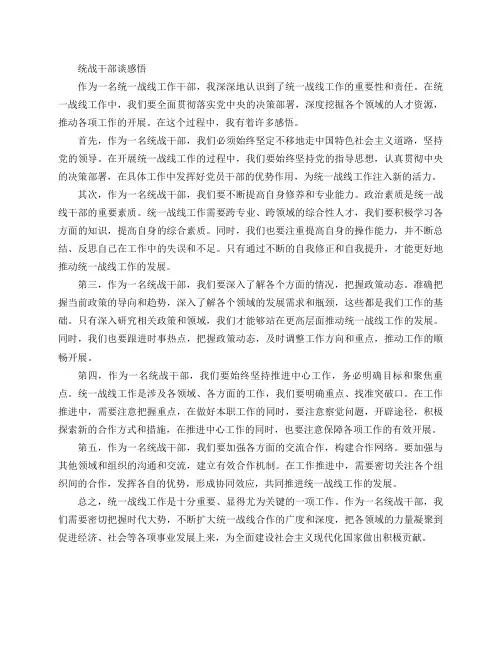 统战干部谈感悟