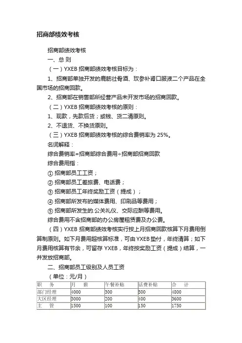 招商部绩效考核