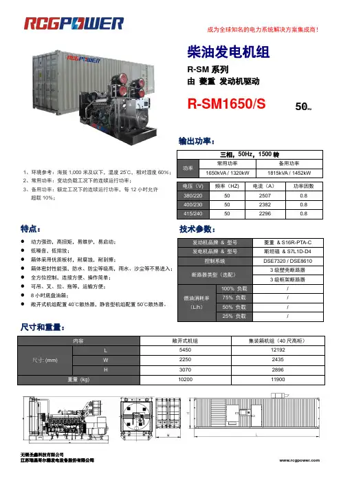柴油发电机组-R-SM1650 S 说明书