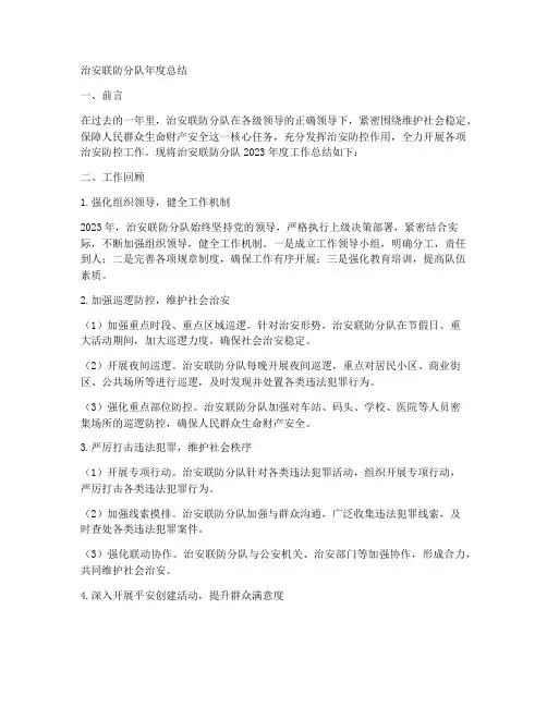 治安联防分队年度总结
