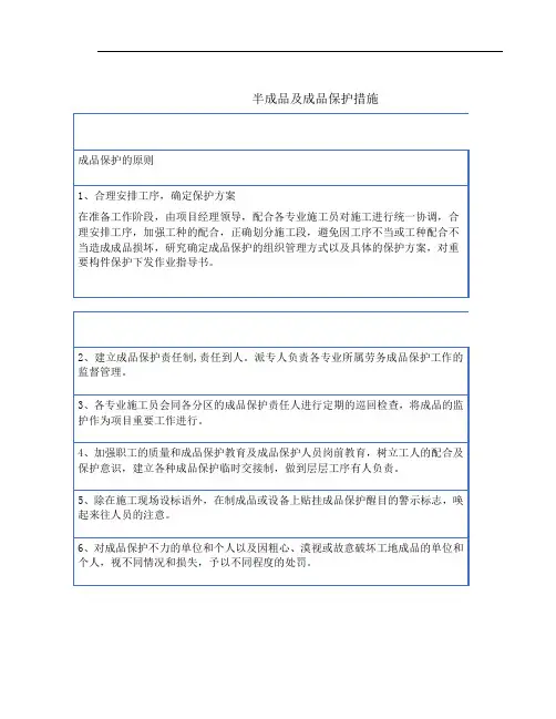 半成品及成品保护措施
