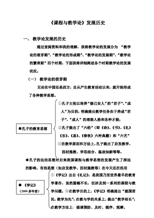 《课程与教学论》发展历史