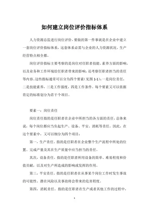 如何建立岗位评价指标体系