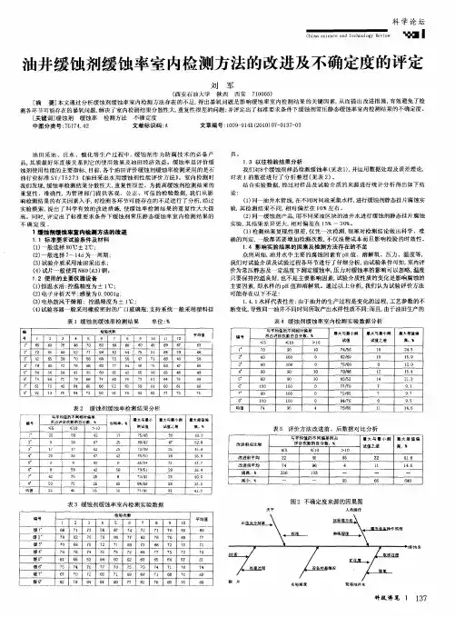 油井缓蚀剂缓蚀率室内检测方法的改进及不确定度的评定